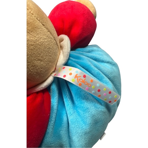 Kaloo Bunny Rabbit Apple Worm Blue Green Orange Velour Round Rattle Big Feet - Picture 6 of 10